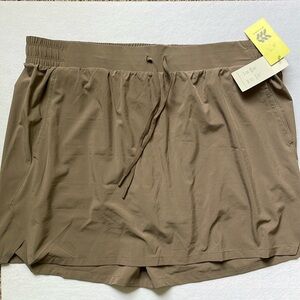 Relaxed Khaki Drawstring Skirt